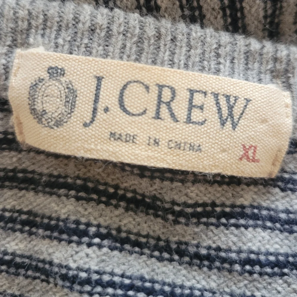J. Crew Cotton / Cashmere Pullover Sweater Vest 90534 Striped eclectic grandpa